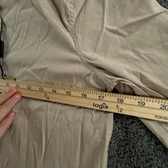 NWT Burberry London Women US 6 (40) Button Up Shirt Beige Cotton Stretch Ladies - Picture 6 of 16